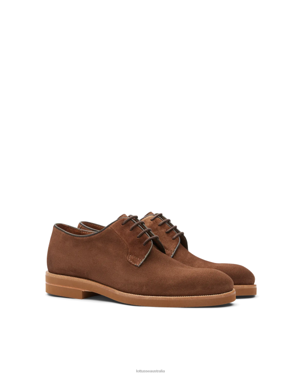 Men Lottusse Footwear Brown NT4PP109 Niza Suede Calf Derby