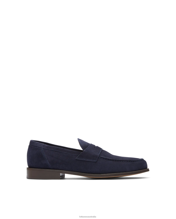 Men Lottusse Footwear Marine Blue NT4PP63 Daytona Suede Calf Loafers