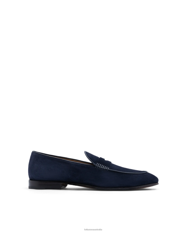 Men Lottusse Footwear Marine Blue NT4PP78 Verona Suede Calf Loafers