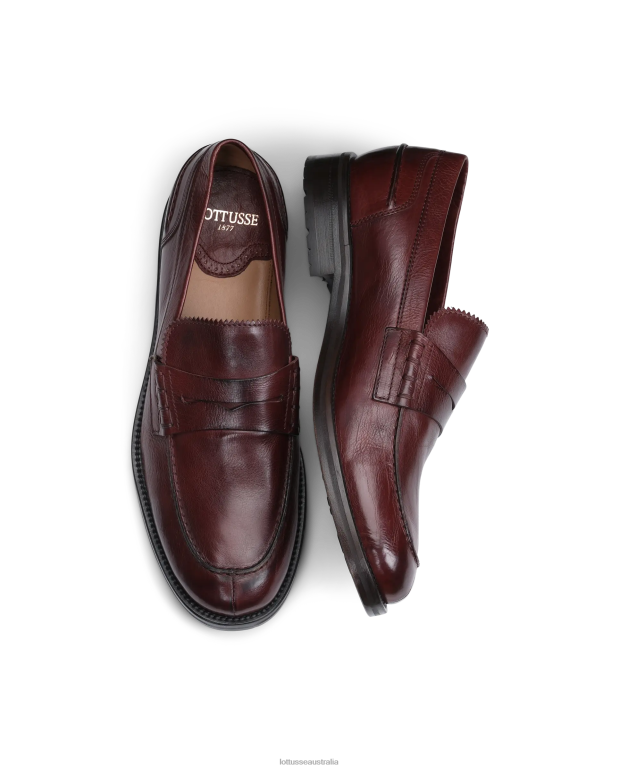 Men Lottusse Footwear Maroon NT4PP168 Orwell Burgundy Calfskin Loafers