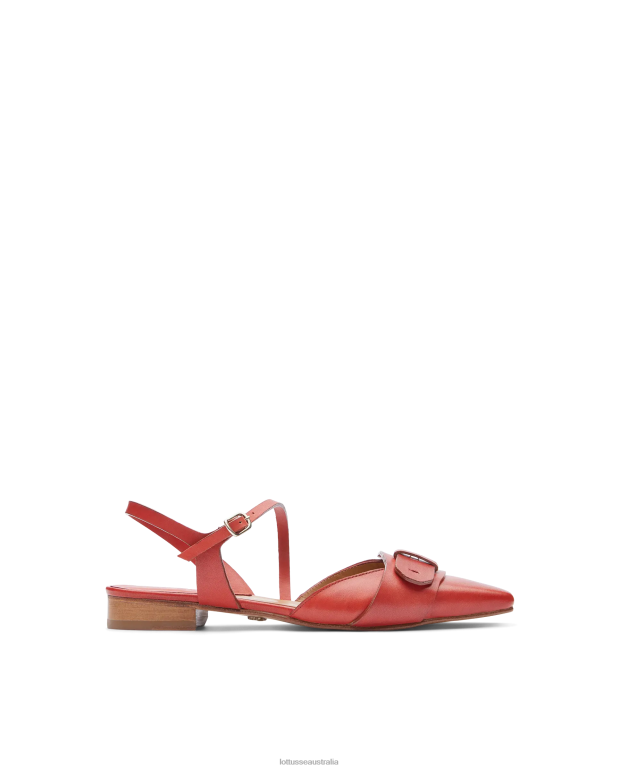 Women Lottusse Footwear Red NT4PP218 Smithson Crust Aniline Calf Ballerinas