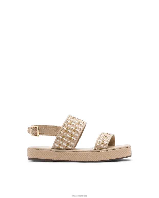 Women Lottusse Footwear Off White NT4PP321 Special Braided Goat Sandals