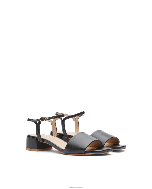 Women Lottusse Footwear Black NT4PP227 Carla Plain Calf Sandals