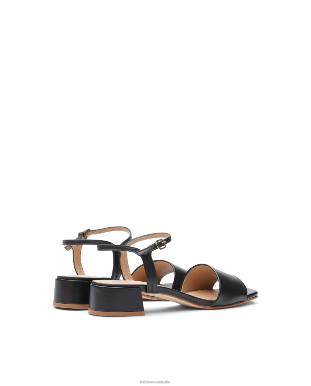 Women Lottusse Footwear Black NT4PP227 Carla Plain Calf Sandals