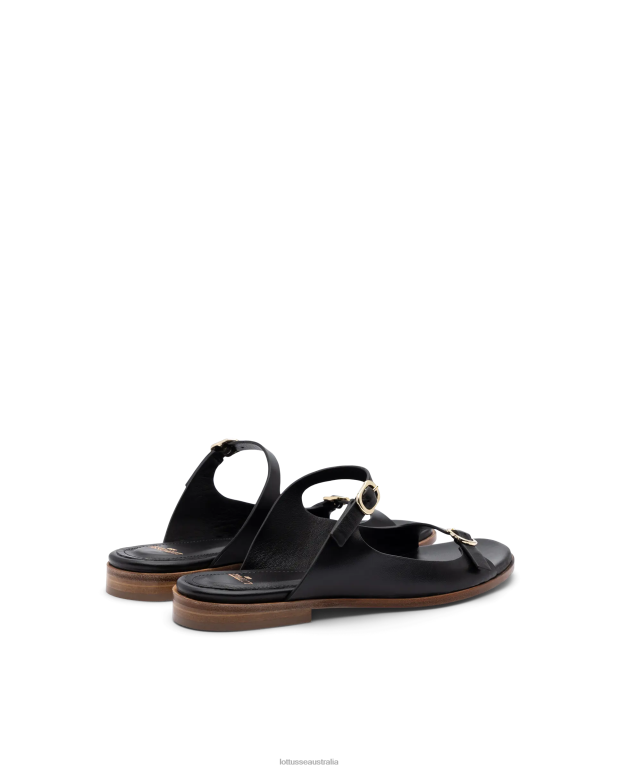 Women Lottusse Footwear Black NT4PP254 Nylo Soft Lamb Sandals