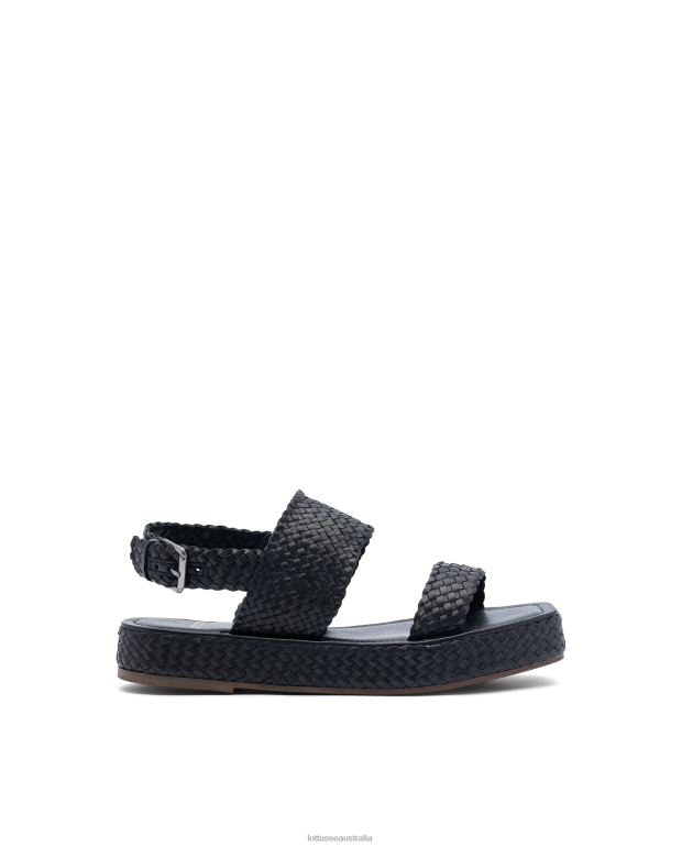 Women Lottusse Footwear Black NT4PP259 Steffy Lamb Soft Sandals